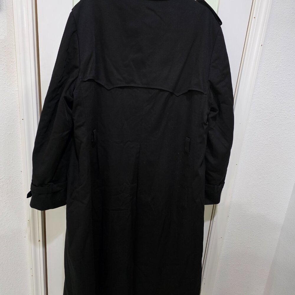 Christian Dior Trench Coat Black 42L Vintage Designer Long Double-Breasted - Picture 14 of 16